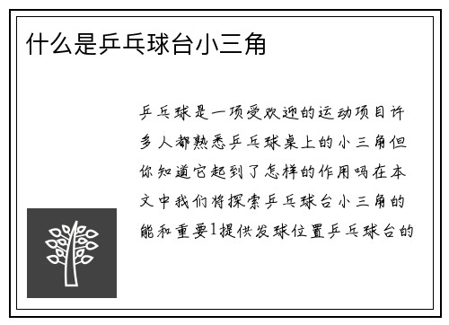 什么是乒乓球台小三角